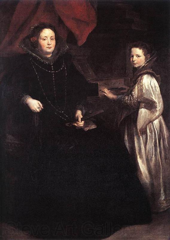 DYCK, Sir Anthony Van Portrait of Porzia Imperiale and Her Daughter fg France oil painting art